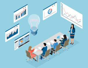 alt="Reunião de negócios discutindo o que é GRIr">